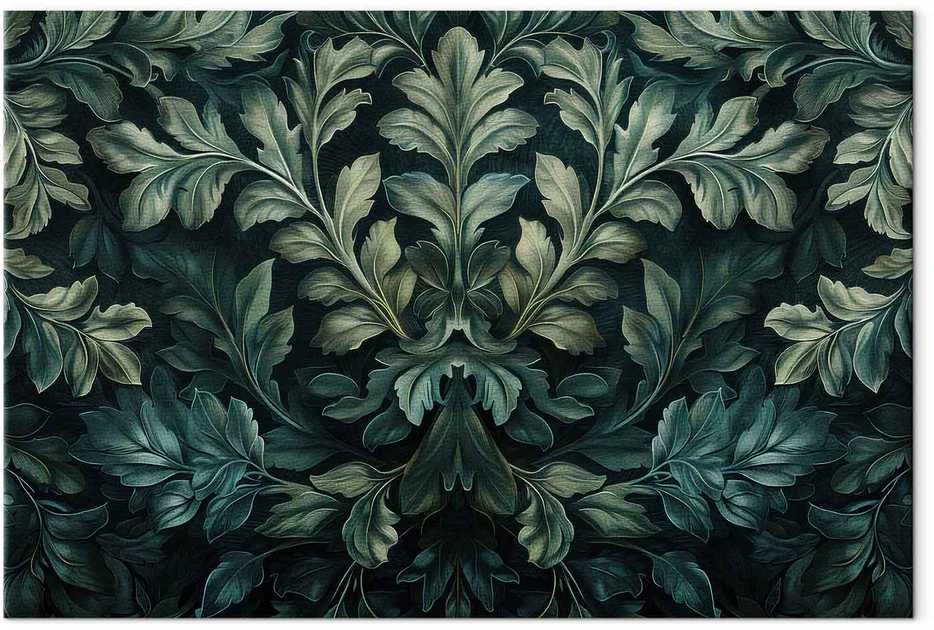 Artgeist Paveikslas - Dark Žalias Victorian Leaves: Botanical Carved Composition
