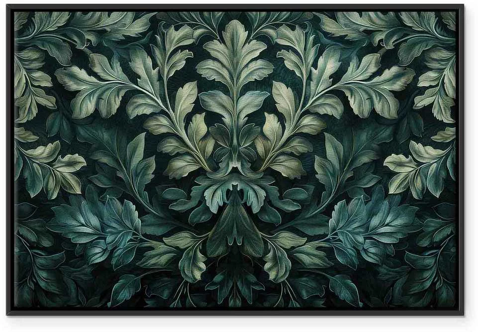 Artgeist Paveikslas - Dark Žalias Victorian Leaves: Botanical Carved Composition