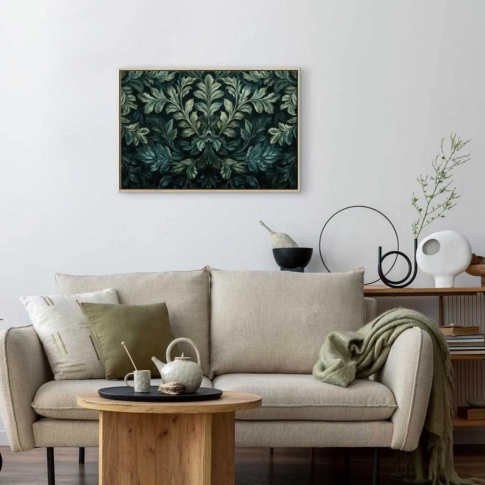 Artgeist Paveikslas - Dark Žalias Victorian Leaves: Botanical Carved Composition