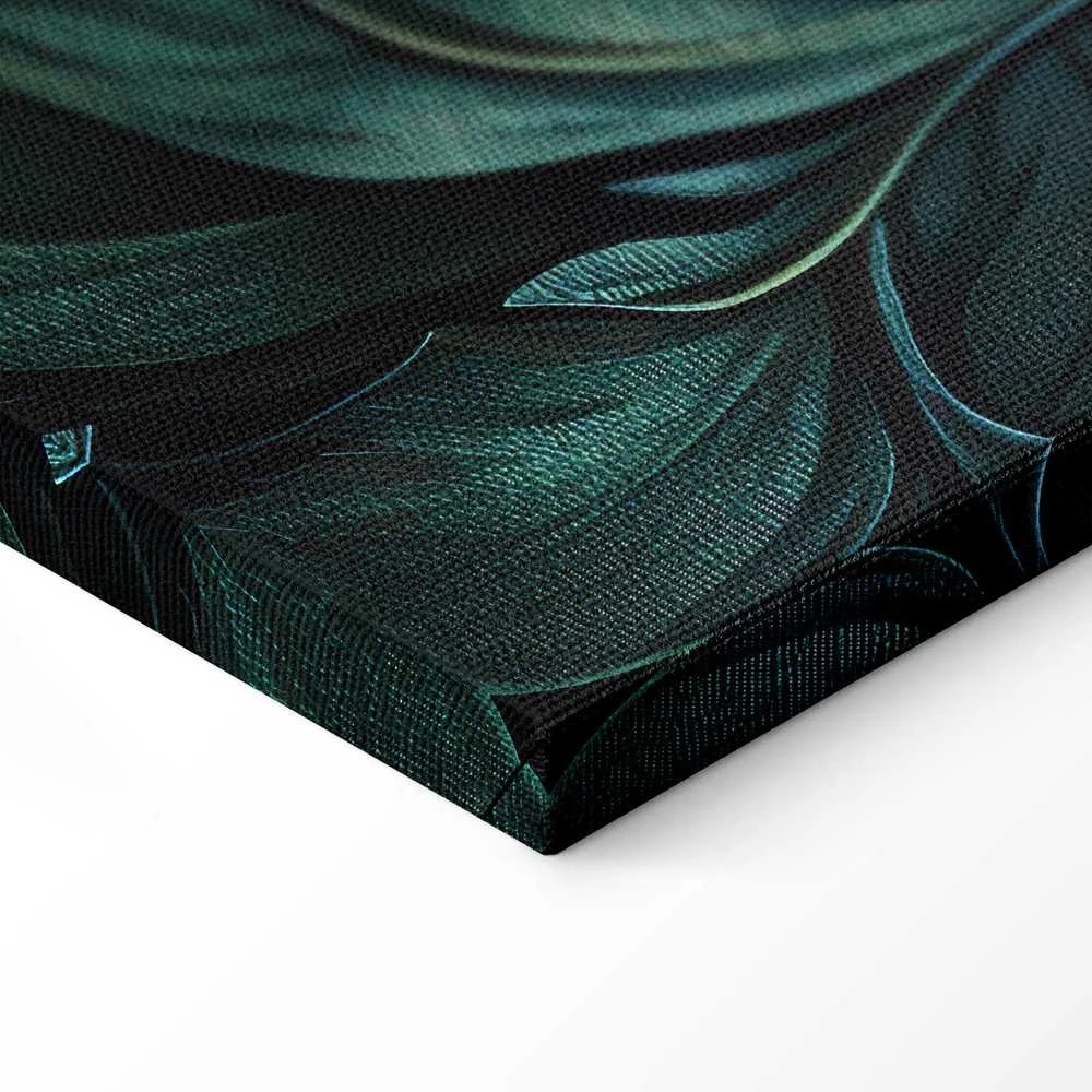 Artgeist Paveikslas - Dark Žalias Victorian Leaves: Botanical Carved Composition