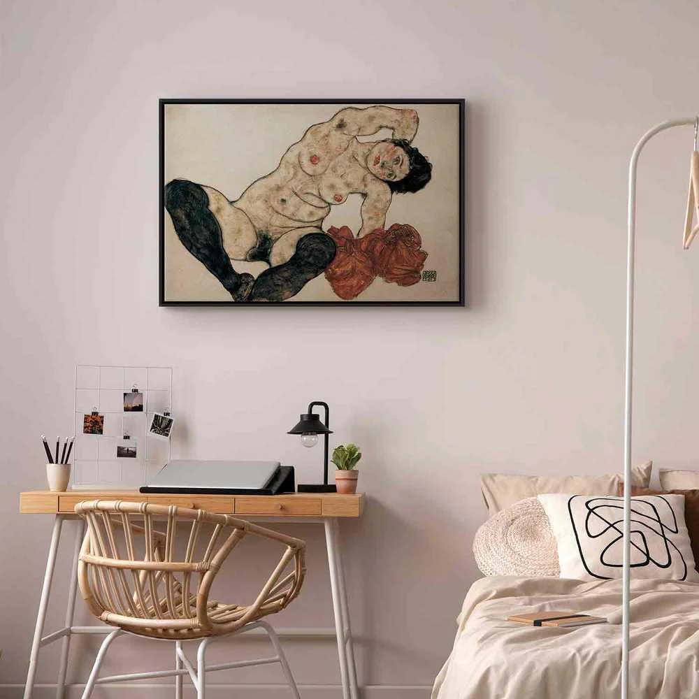 Artgeist Paveikslas - Egon Schiele – Liegender Akt mit gelbem Handtuch