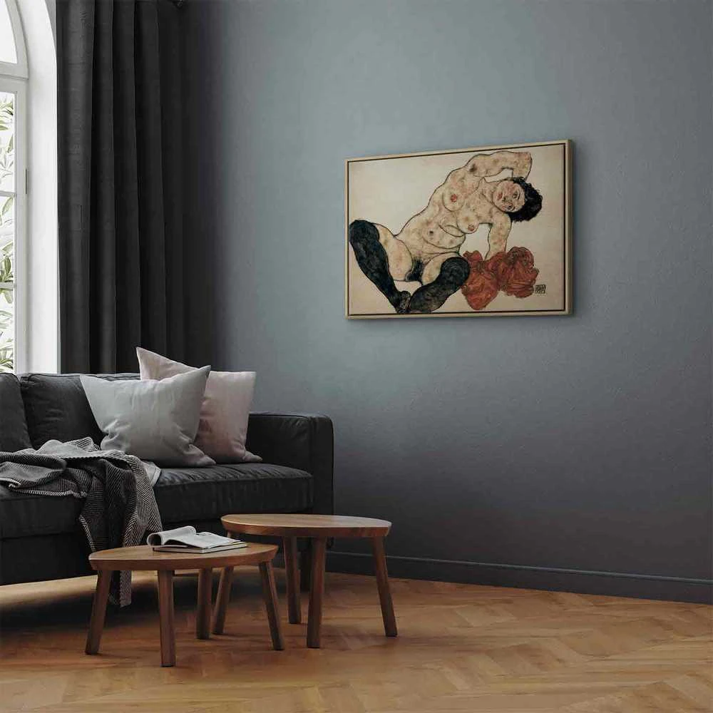 Artgeist Paveikslas - Egon Schiele – Liegender Akt mit gelbem Handtuch