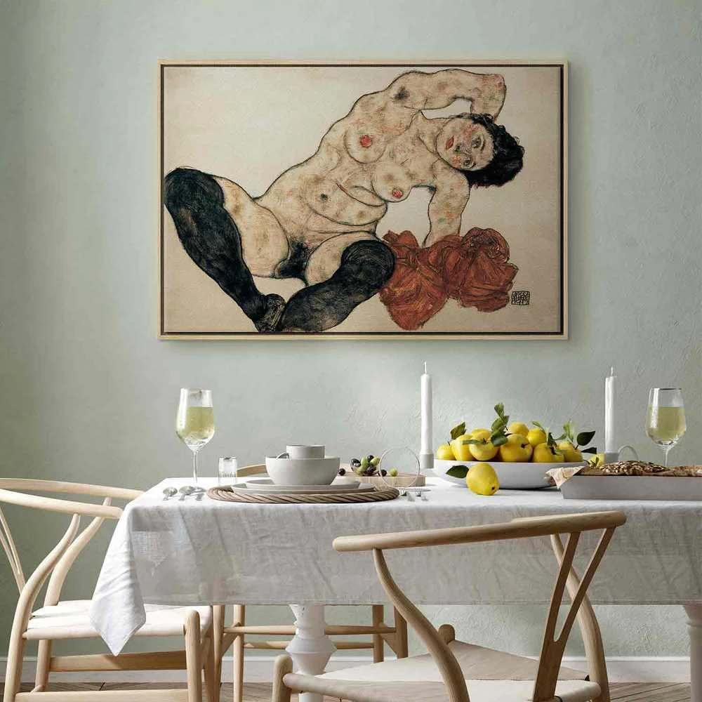 Artgeist Paveikslas - Egon Schiele – Liegender Akt mit gelbem Handtuch