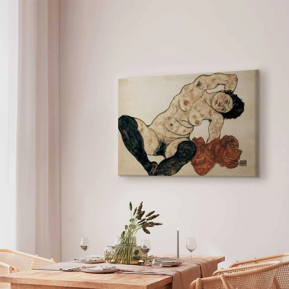 Artgeist Paveikslas - Egon Schiele – Liegender Akt mit gelbem Handtuch