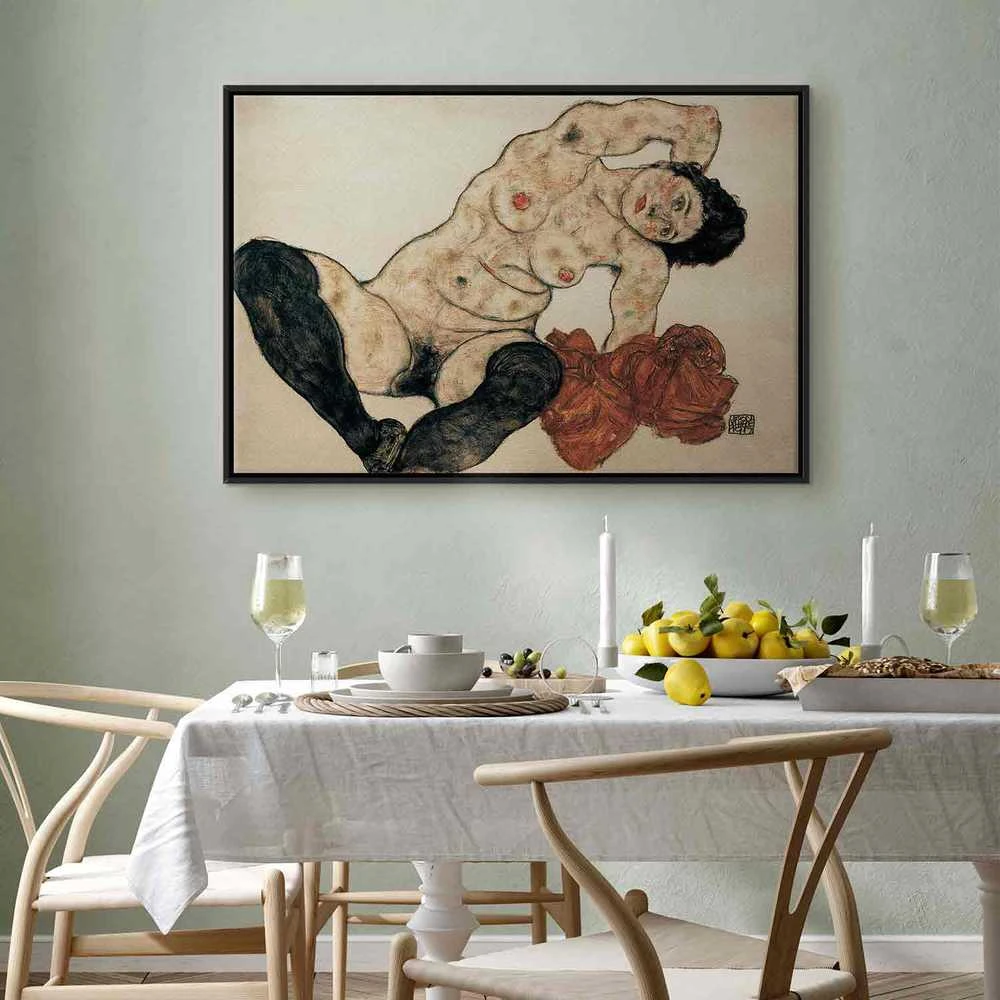 Artgeist Paveikslas - Egon Schiele – Liegender Akt mit gelbem Handtuch