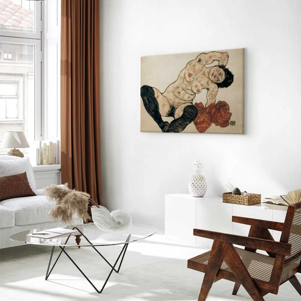 Artgeist Paveikslas - Egon Schiele – Liegender Akt mit gelbem Handtuch
