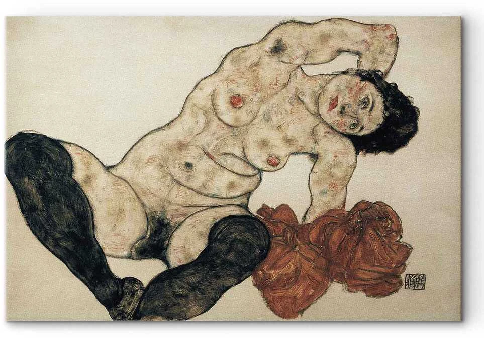 Artgeist Paveikslas - Egon Schiele – Liegender Akt mit gelbem Handtuch