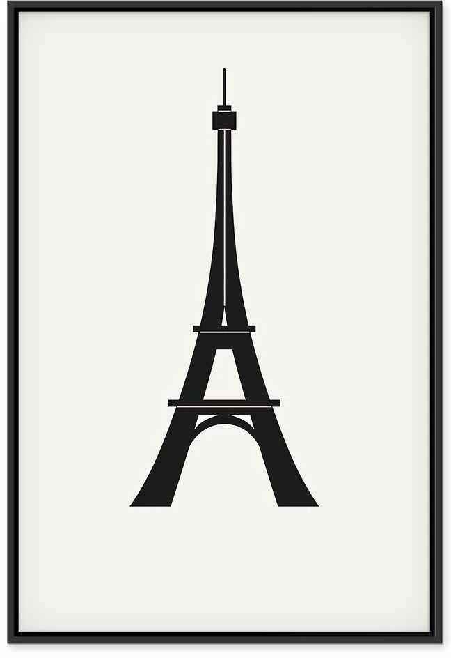 Artgeist Paveikslas - Eiffel Tower Simple Graphics in Juodas and Baltas