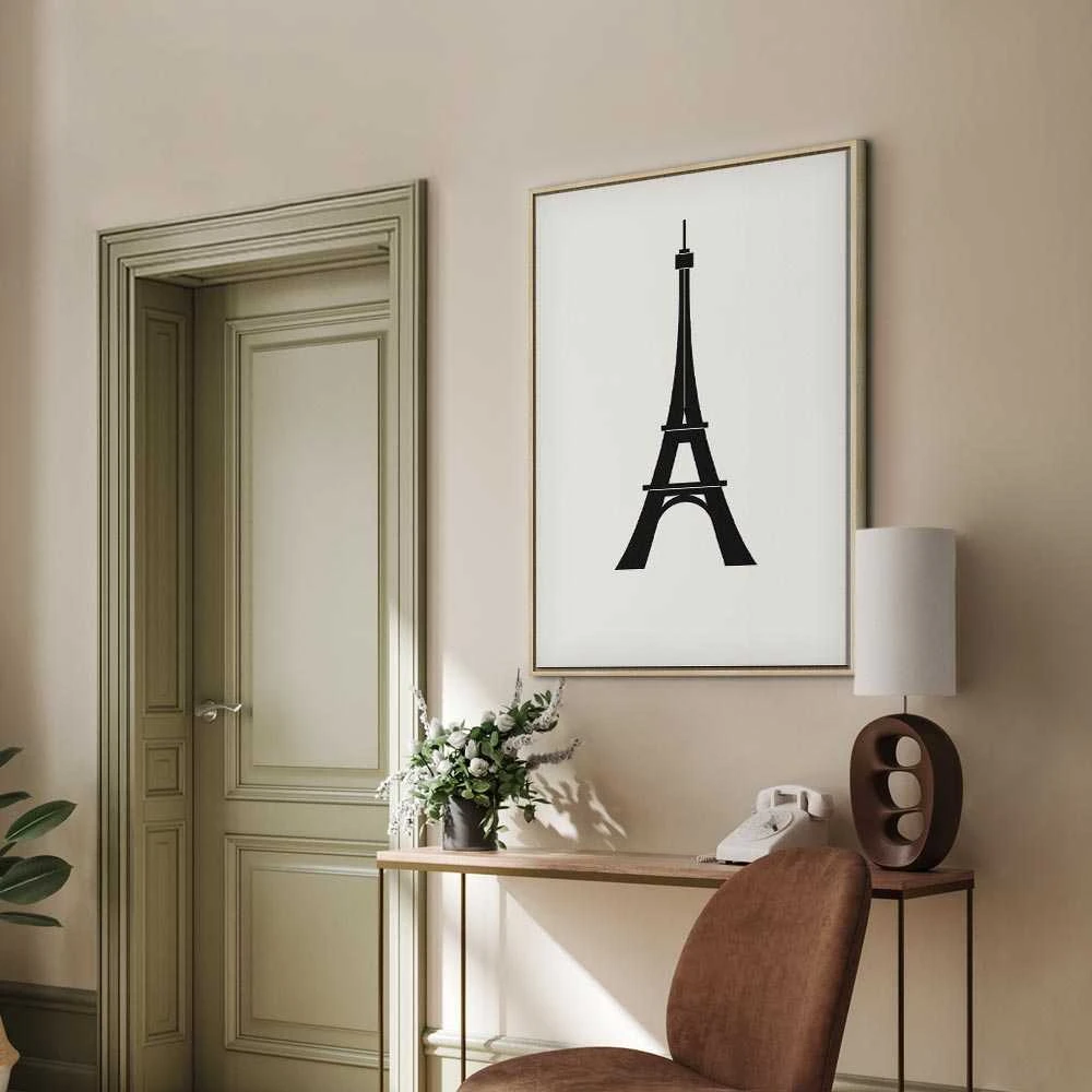 Artgeist Paveikslas - Eiffel Tower Simple Graphics in Juodas and Baltas