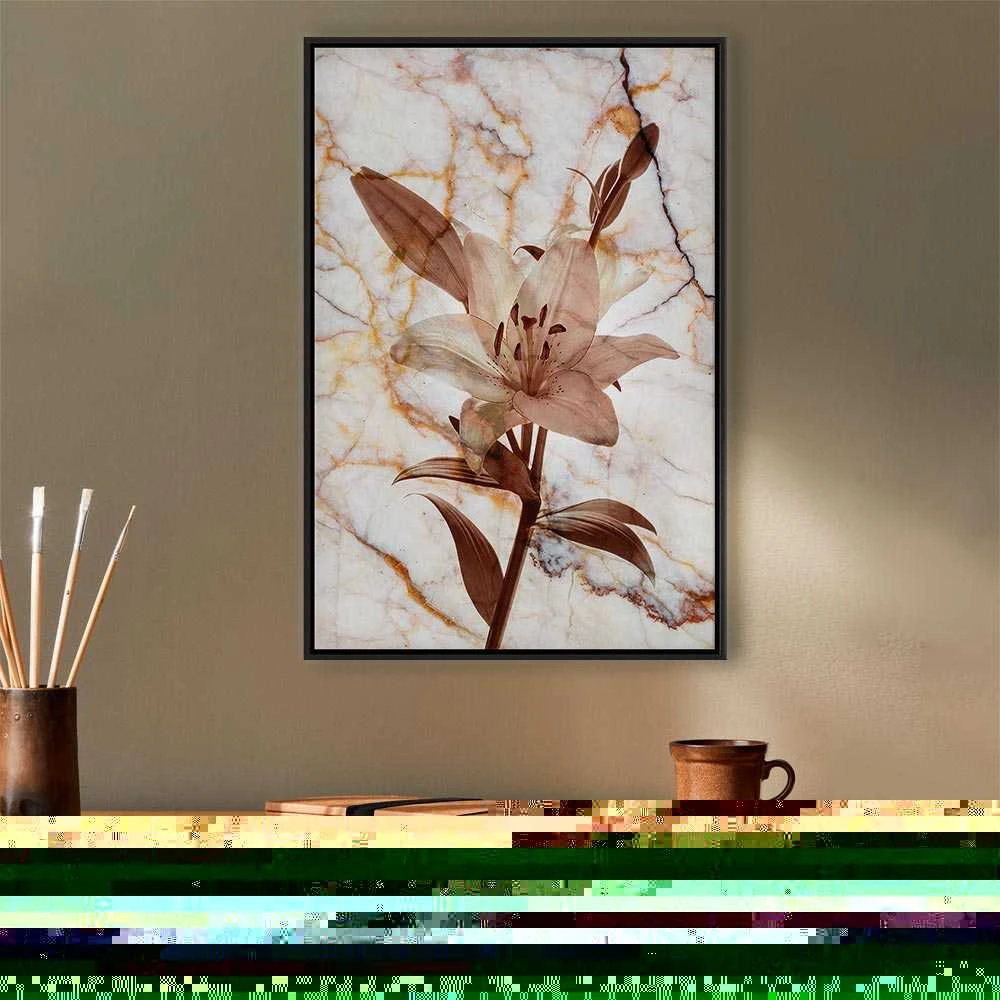 Artgeist Paveikslas - Elegance of a Flower (1-part) - Delicate Lily on Marble in Sepia
