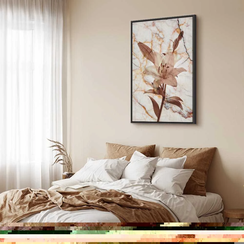 Artgeist Paveikslas - Elegance of a Flower (1-part) - Delicate Lily on Marble in Sepia