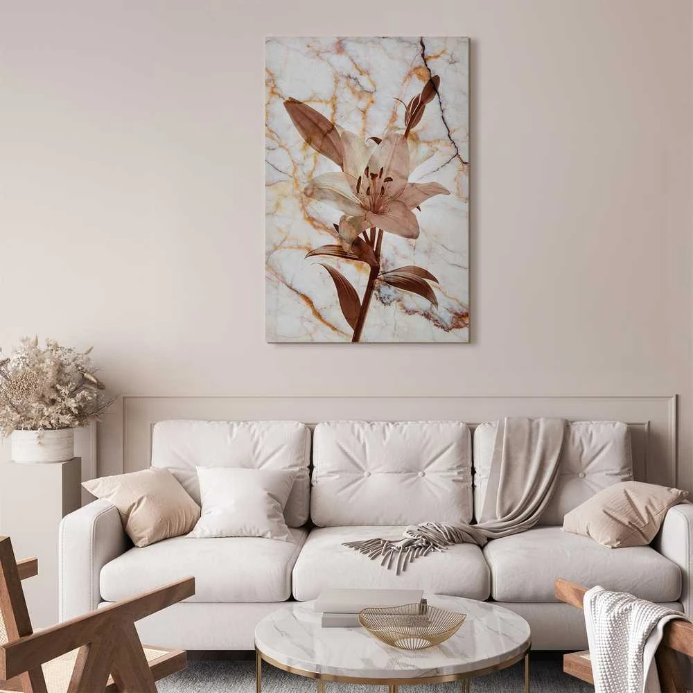 Artgeist Paveikslas - Elegance of a Flower (1-part) - Delicate Lily on Marble in Sepia
