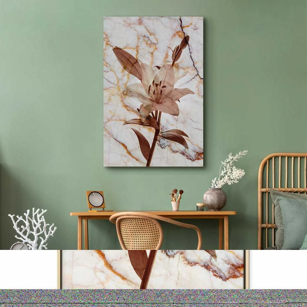 Artgeist Paveikslas - Elegance of a Flower (1-part) - Delicate Lily on Marble in Sepia
