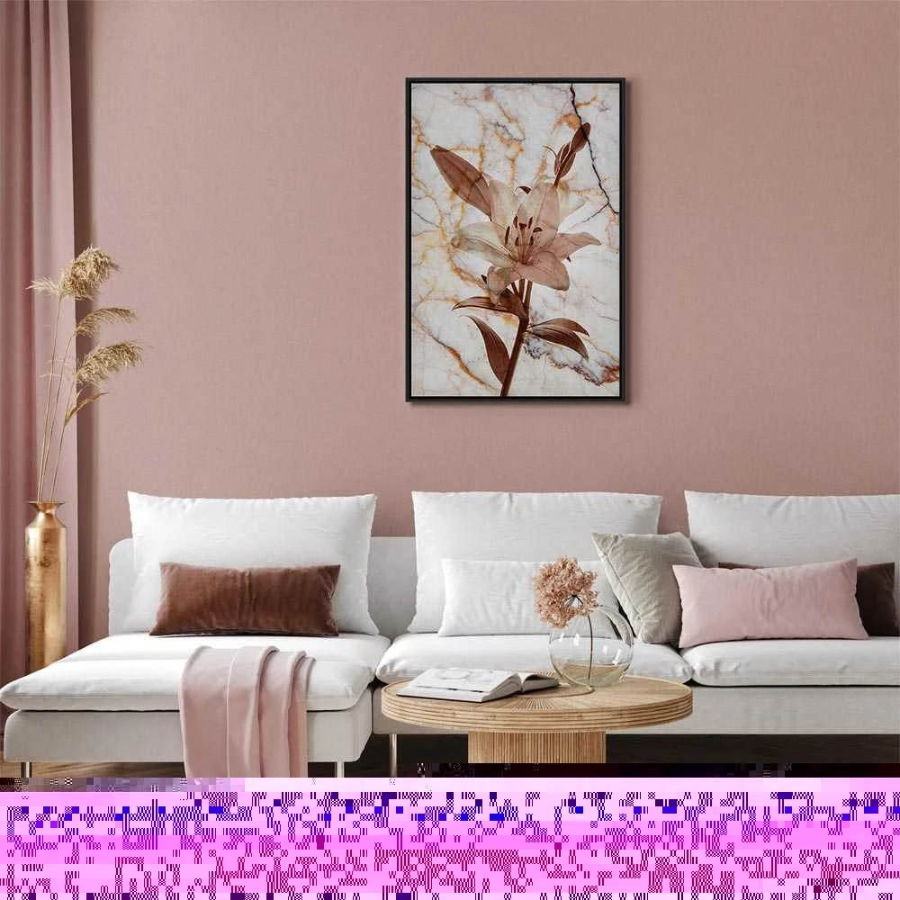 Artgeist Paveikslas - Elegance of a Flower (1-part) - Delicate Lily on Marble in Sepia