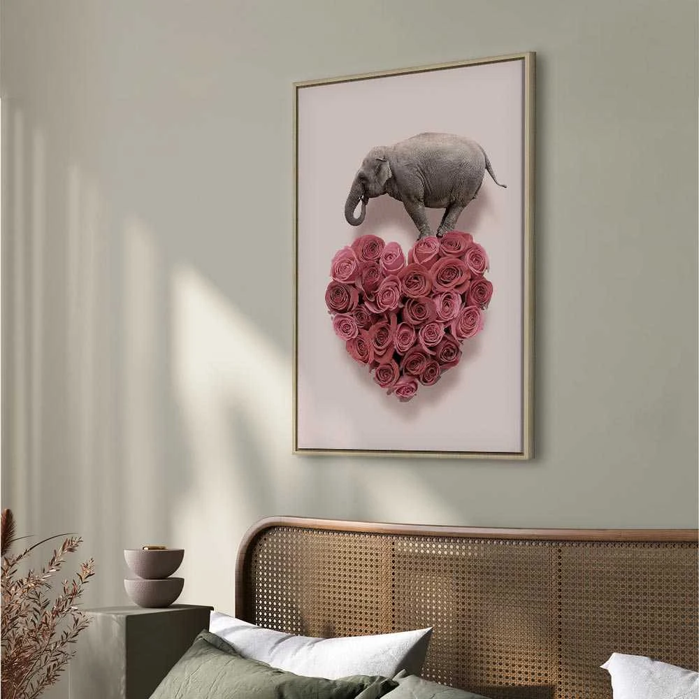 Artgeist Paveikslas - Elephant Lover (1-part) - Elephant Amid Rožinė Flowers