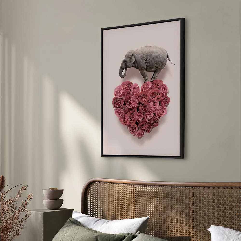 Artgeist Paveikslas - Elephant Lover (1-part) - Elephant Amid Rožinė Flowers