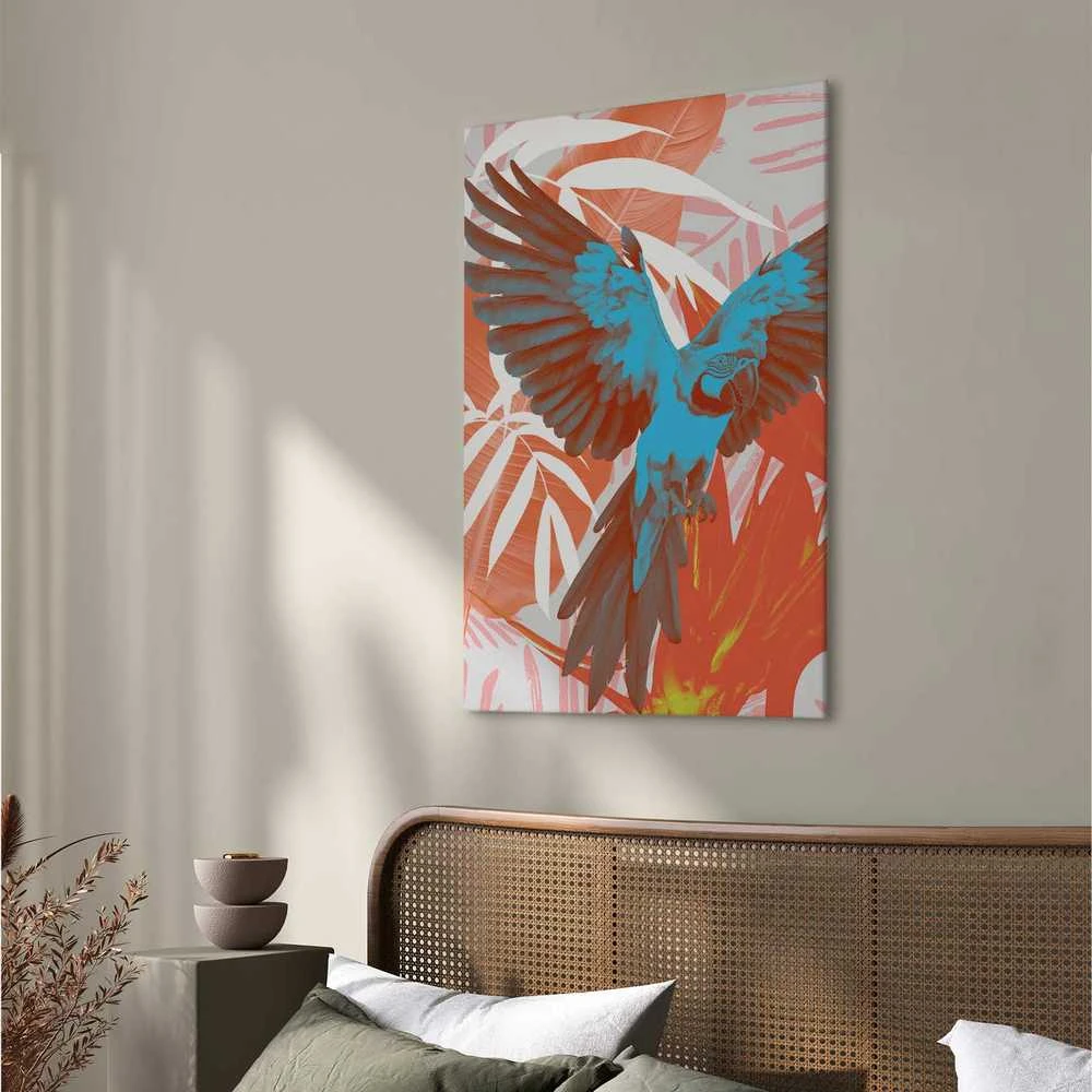 Artgeist Paveikslas - Exotic Wings - Parrot Among Abstract Leaf Patterns