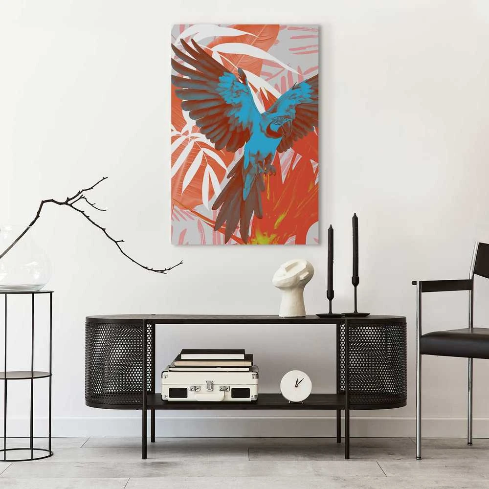 Artgeist Paveikslas - Exotic Wings - Parrot Among Abstract Leaf Patterns