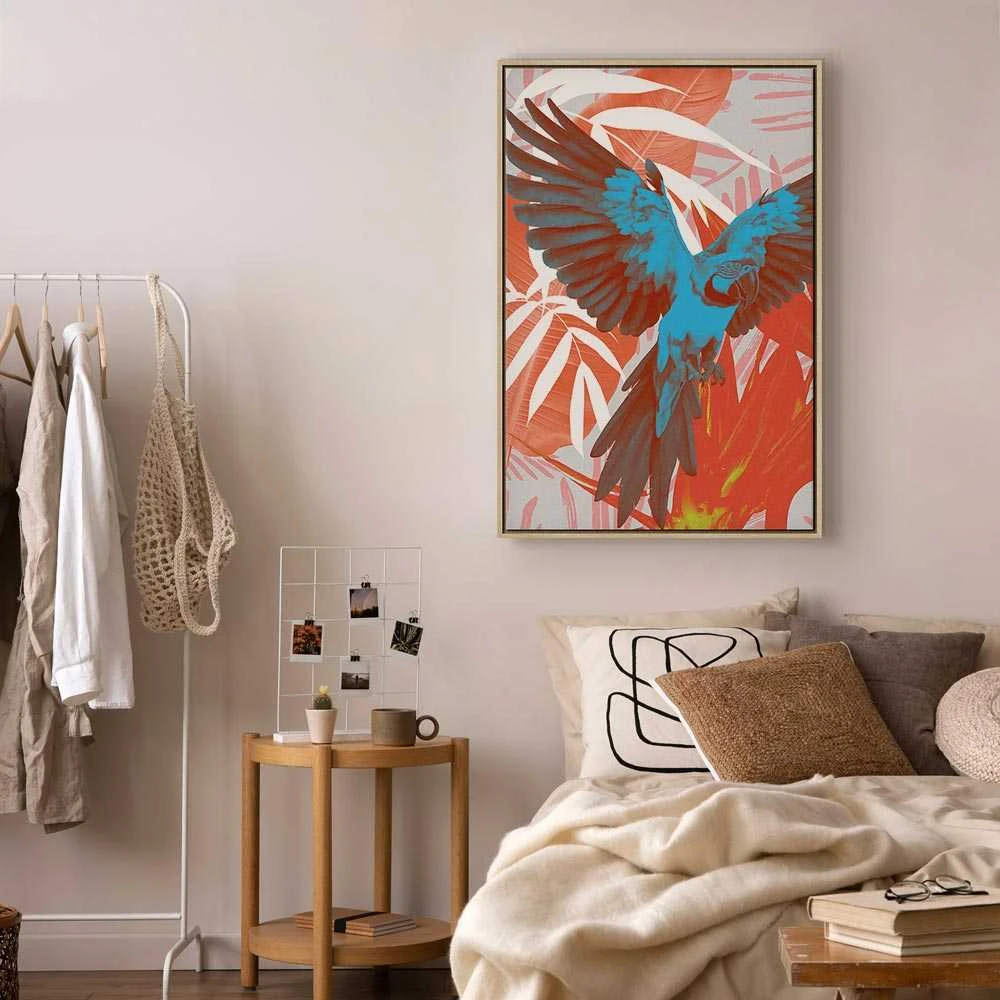 Artgeist Paveikslas - Exotic Wings - Parrot Among Abstract Leaf Patterns