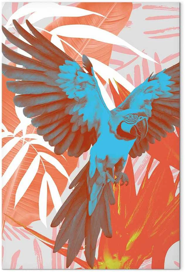 Artgeist Paveikslas - Exotic Wings - Parrot Among Abstract Leaf Patterns