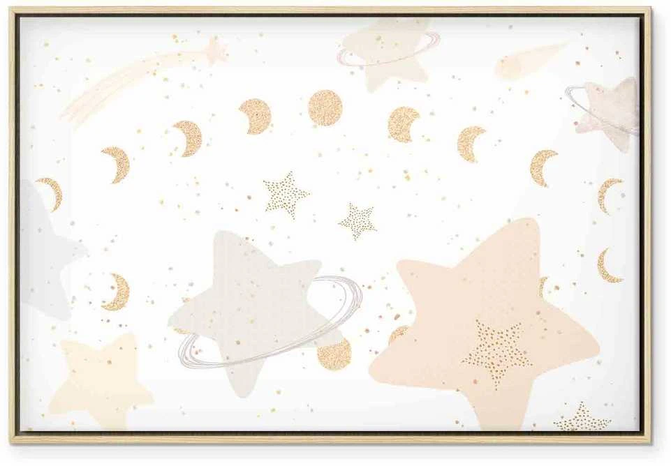 Artgeist Paveikslas - Fairy-Tale Galaxy - Phases of the Moon in Geltona Tones Among Stars in rusvai gelsvas and Ash Colors with Stardust