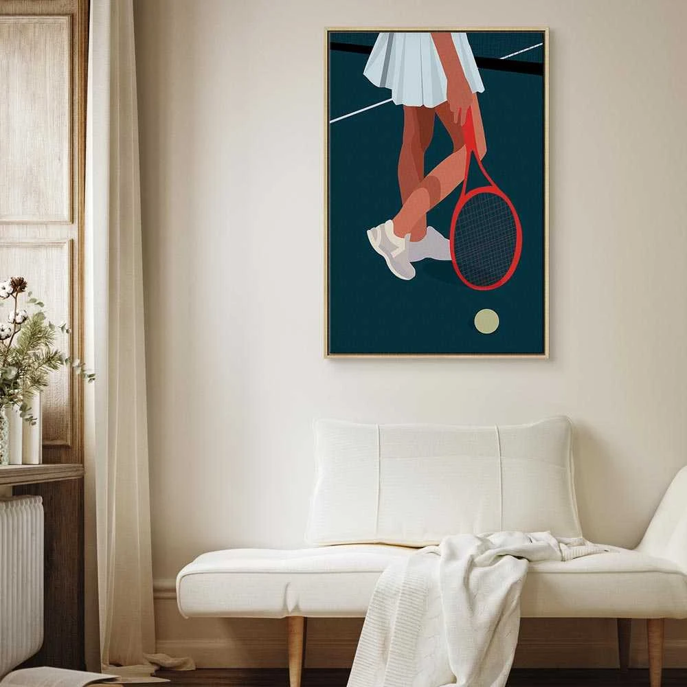 Artgeist Paveikslas - Female Tennis Player With a Raudona Racket on the Court - Graphics