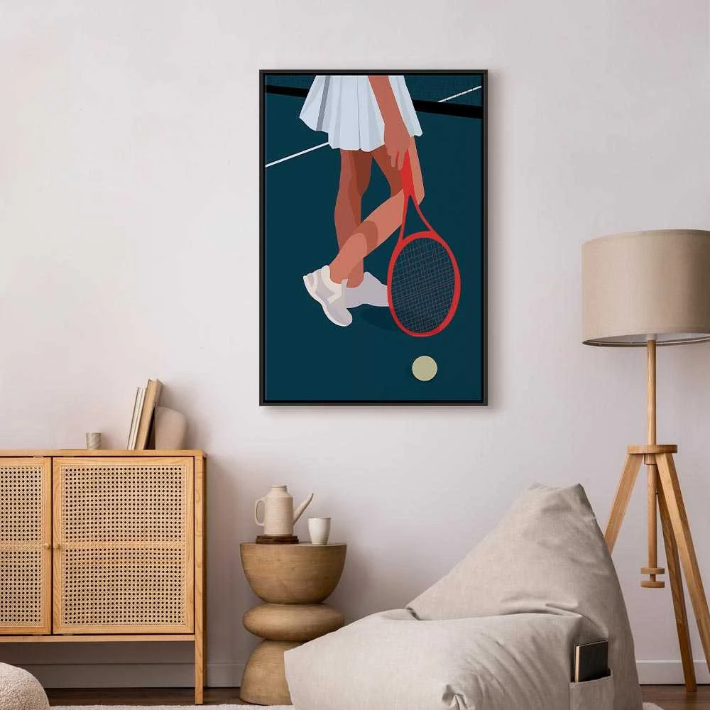 Artgeist Paveikslas - Female Tennis Player With a Raudona Racket on the Court - Graphics