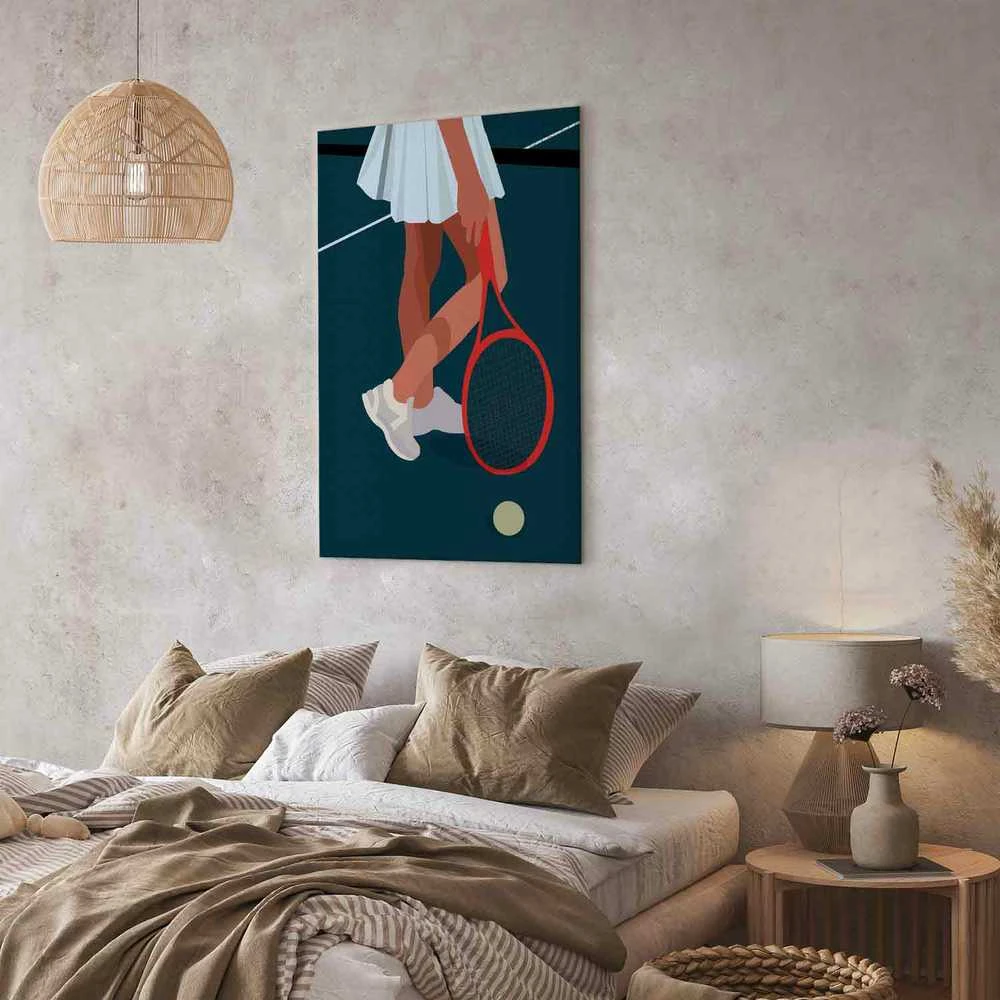 Artgeist Paveikslas - Female Tennis Player With a Raudona Racket on the Court - Graphics