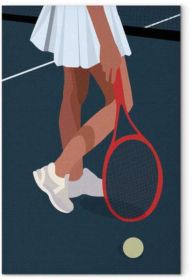 Artgeist Paveikslas - Female Tennis Player With a Raudona Racket on the Court - Graphics