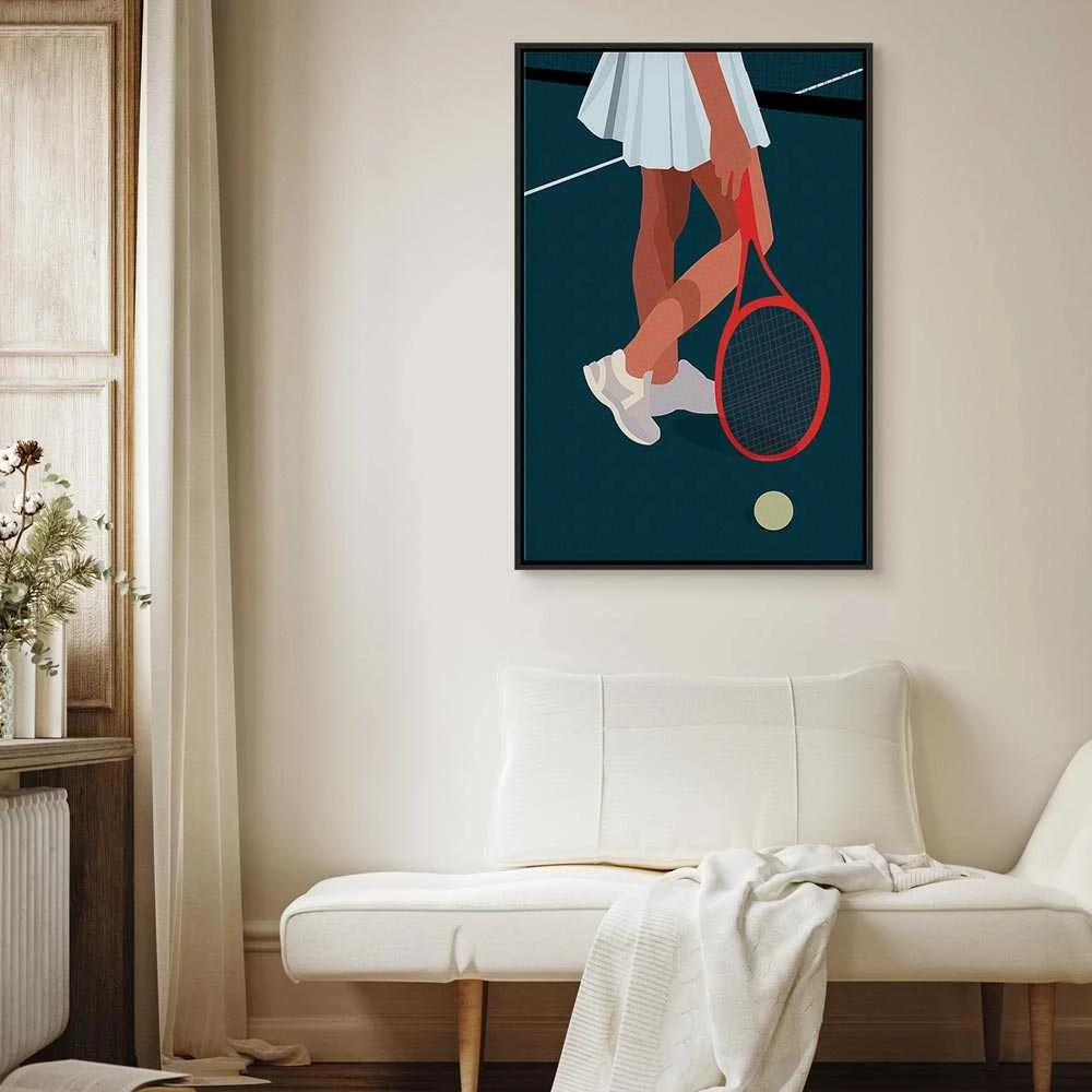 Artgeist Paveikslas - Female Tennis Player With a Raudona Racket on the Court - Graphics