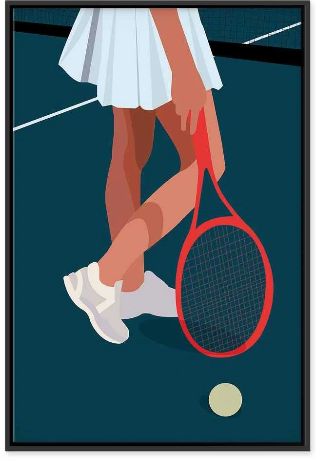 Artgeist Paveikslas - Female Tennis Player With a Raudona Racket on the Court - Graphics