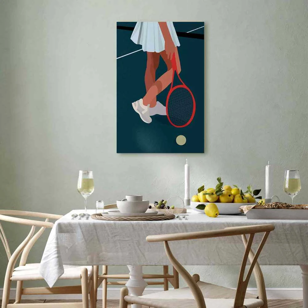 Artgeist Paveikslas - Female Tennis Player With a Raudona Racket on the Court - Graphics