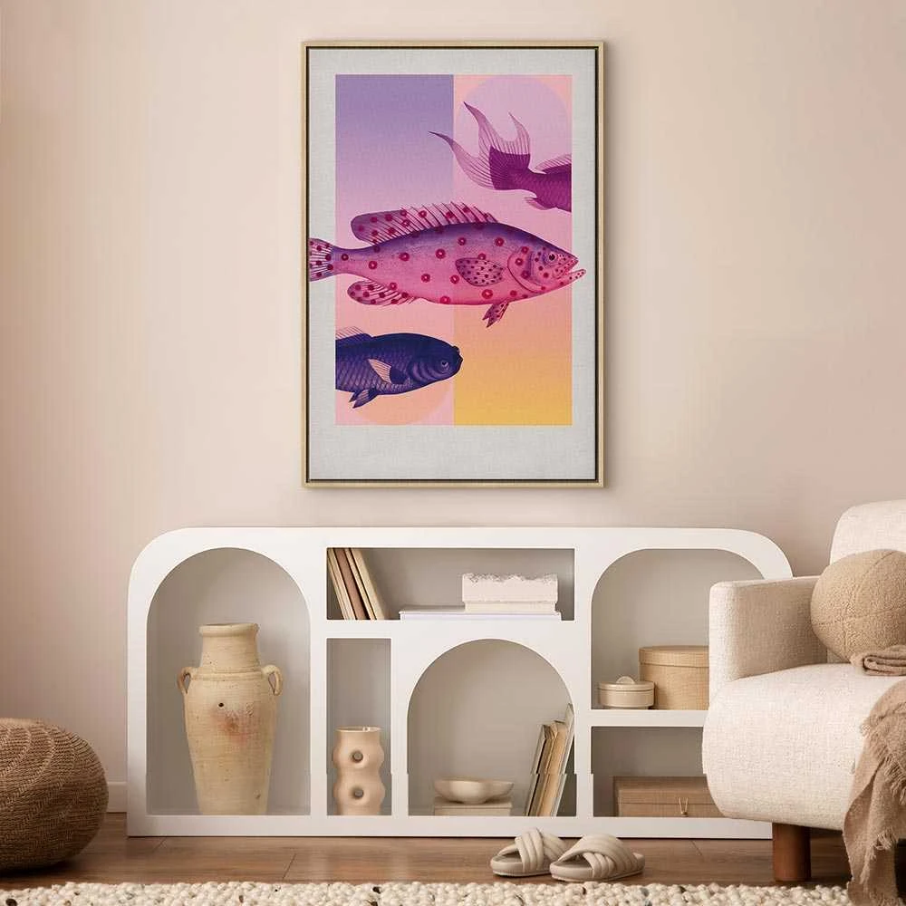 Artgeist Paveikslas - Fish in Pastels - Stylized Fish Against Gradient Shapes