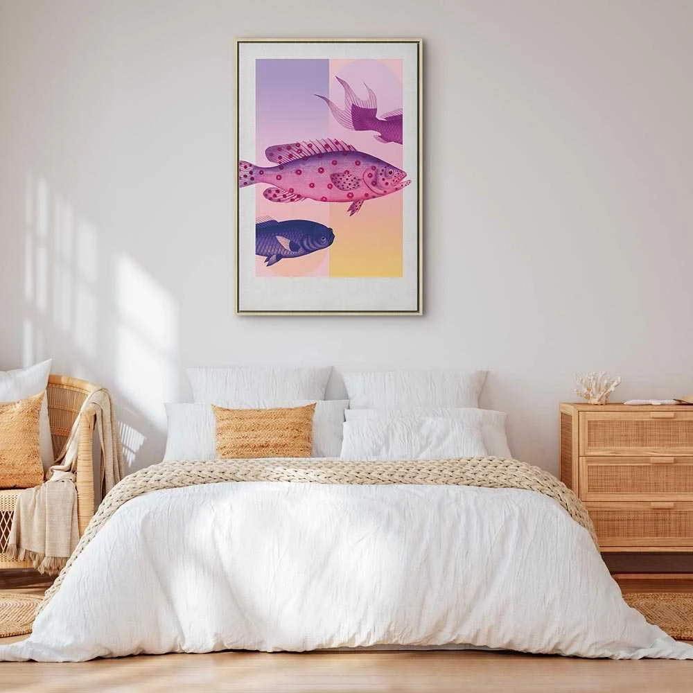 Artgeist Paveikslas - Fish in Pastels - Stylized Fish Against Gradient Shapes