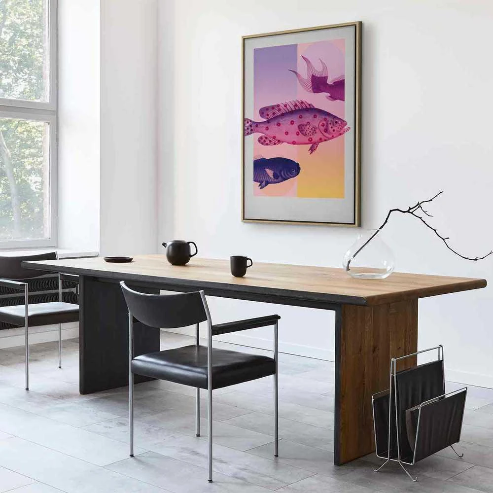 Artgeist Paveikslas - Fish in Pastels - Stylized Fish Against Gradient Shapes