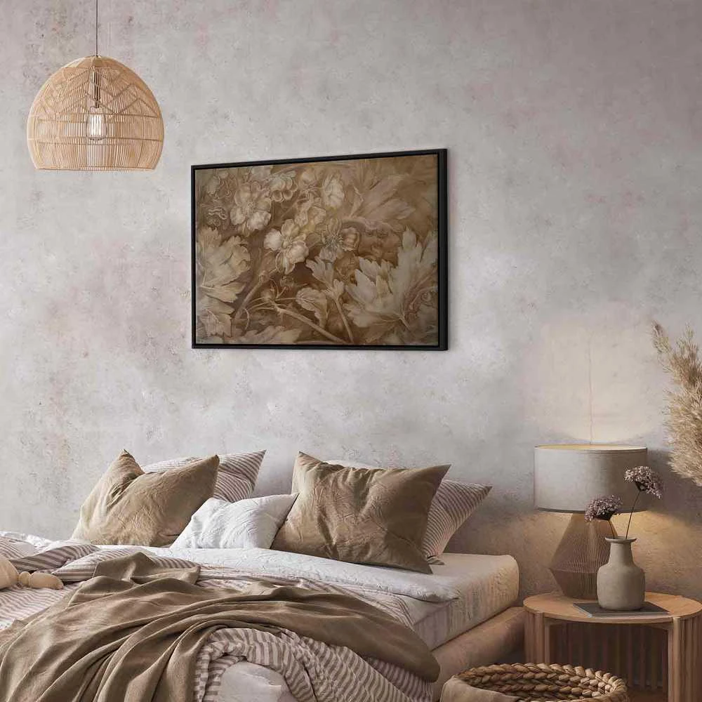 Artgeist Paveikslas - Floral Ornaments Carved in Delicate Sepia and Brown Shades