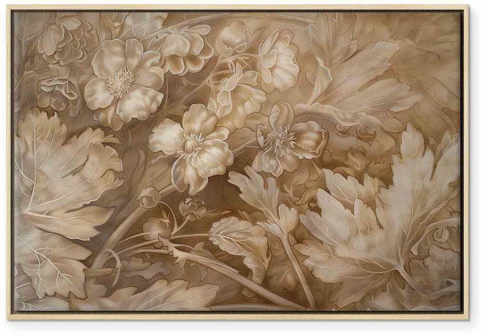 Artgeist Paveikslas - Floral Ornaments Carved in Delicate Sepia and Brown Shades