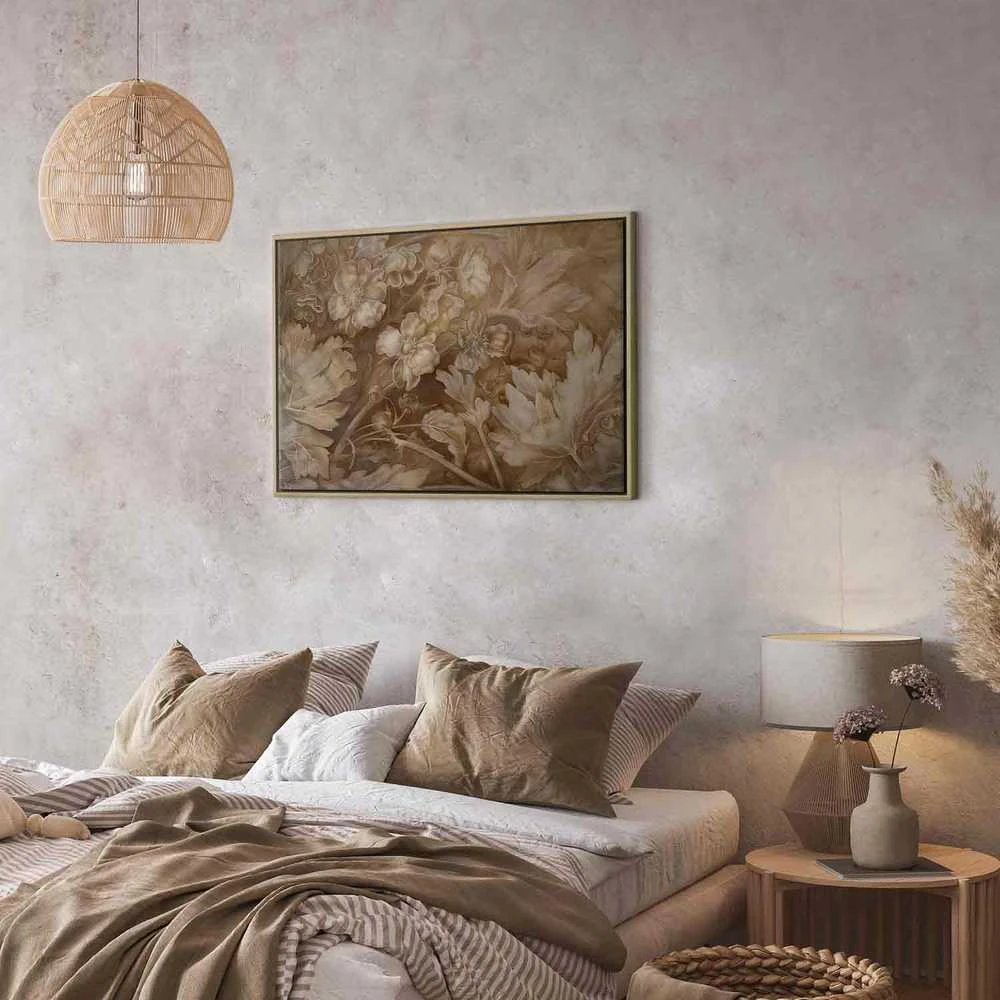 Artgeist Paveikslas - Floral Ornaments Carved in Delicate Sepia and Brown Shades