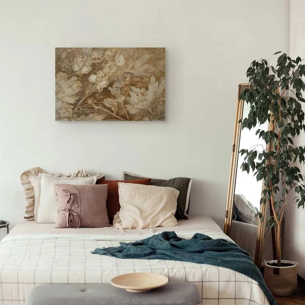 Artgeist Paveikslas - Floral Ornaments Carved in Delicate Sepia and Brown Shades