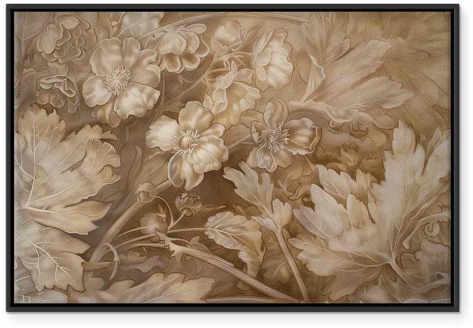 Artgeist Paveikslas - Floral Ornaments Carved in Delicate Sepia and Brown Shades