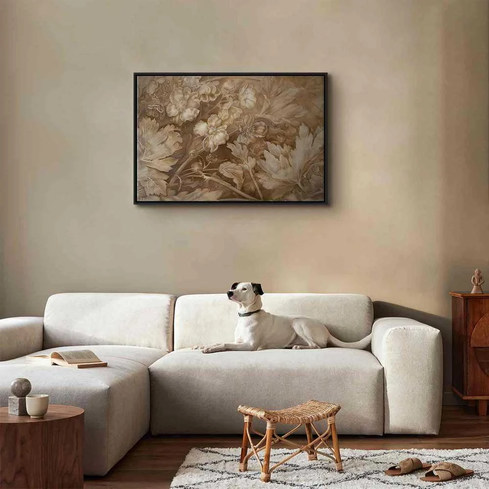 Artgeist Paveikslas - Floral Ornaments Carved in Delicate Sepia and Brown Shades