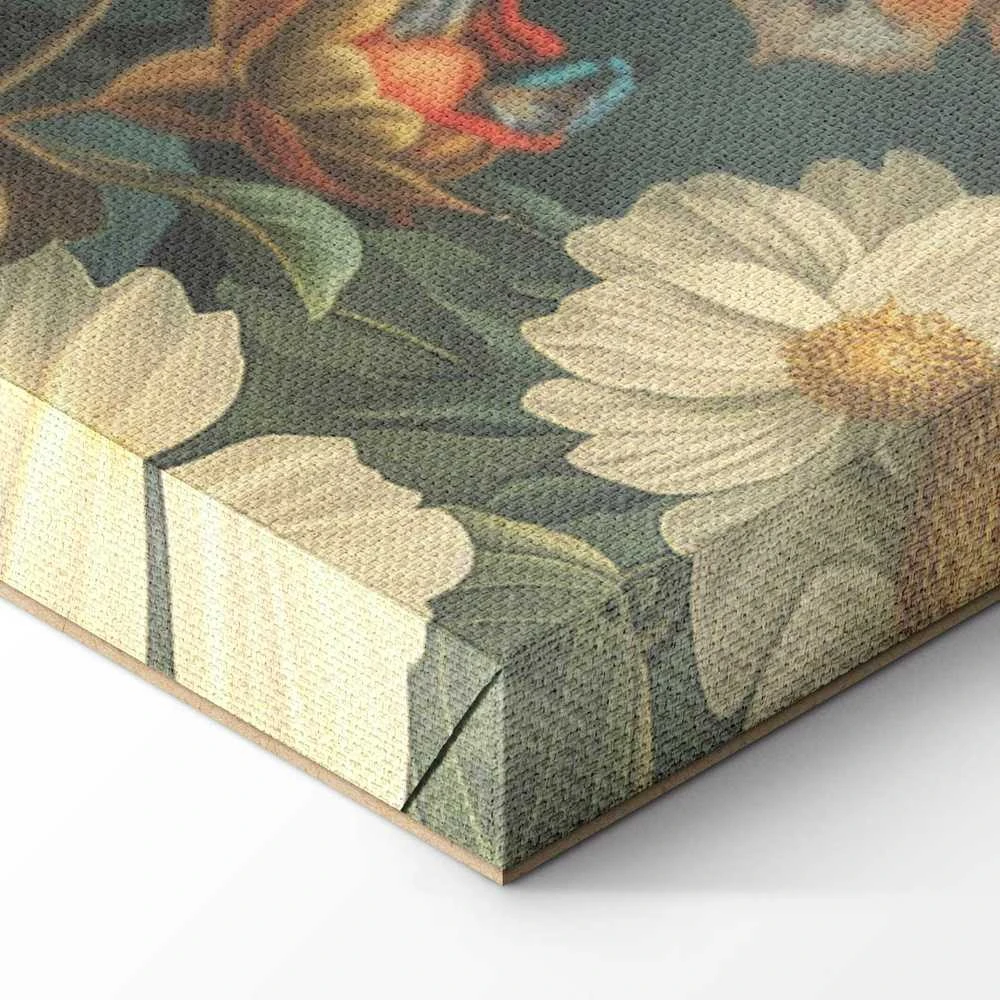 Artgeist Paveikslas - Flowers, birds and butterflies – vintage-style illustration