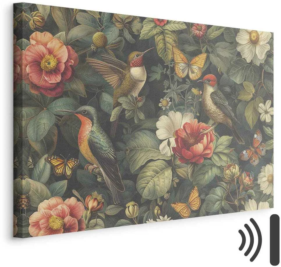 Artgeist Paveikslas - Flowers, birds and butterflies – vintage-style illustration