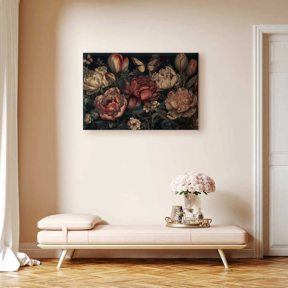 Artgeist Paveikslas - Flowers on a turquoise background