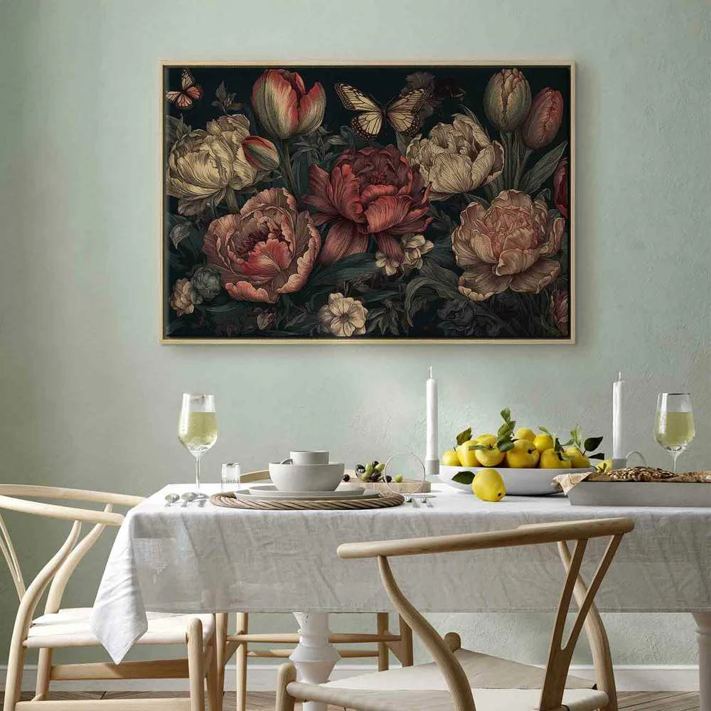 Artgeist Paveikslas - Flowers on a turquoise background