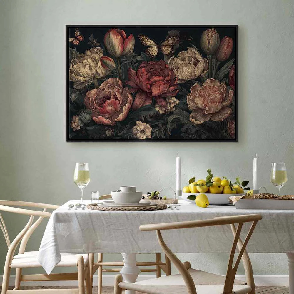Artgeist Paveikslas - Flowers on a turquoise background