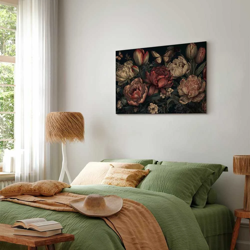 Artgeist Paveikslas - Flowers on a turquoise background