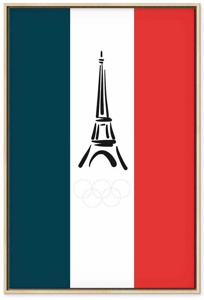 Artgeist Paveikslas - French Flag With Graphic Eiffel Tower