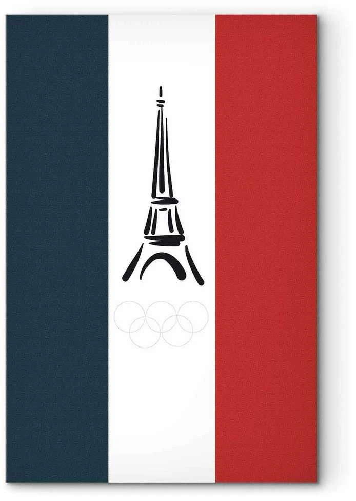 Artgeist Paveikslas - French Flag With Graphic Eiffel Tower