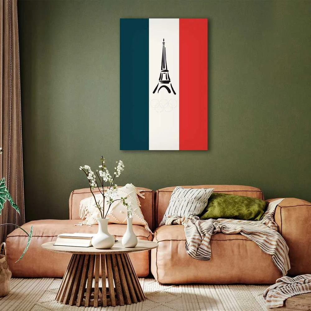 Artgeist Paveikslas - French Flag With Graphic Eiffel Tower